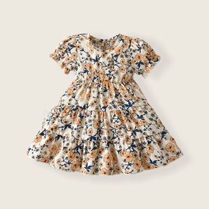 Floral Puffy Sleeve A-line Dress